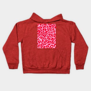 Pink and Red Leopard Print, Large Spots Kids Hoodie